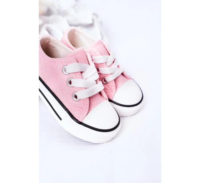 Dětské Brokátové Tenisky Růžové Bling-Bling Dětské Brokátové Tenisky Růžové Bling-Bling