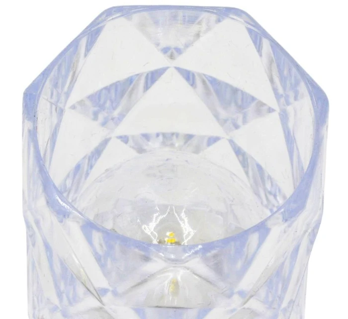 MINI DEKORATIVNÍ LAMPA 6 CM TRANSPARENTNÍ TEPLÁ BÍLÁ 1 LED