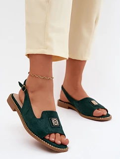 Dámské sandály na ploché podrážce s ozdobným detailem model 22133620 Zelené - S.Barski