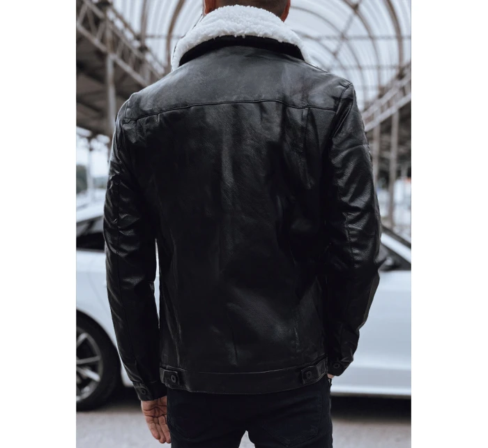 Pánská kožená bunda černá FashionStreet TX4704 Pánská kožená bunda černá FashionStreet TX4704