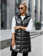 Dámská prošívaná vesta s kapucí tmavě šedá FashionStreet TY5338 Dámská prošívaná vesta s kapucí tmavě šedá FashionStreet TY5338