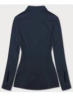 Tmavě modrá halenka s kontrastními vsadkami (AWD0205)