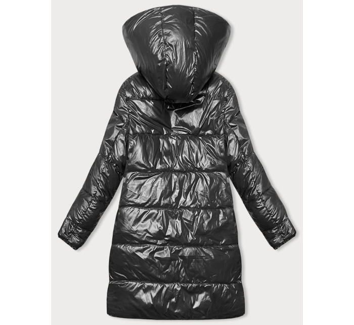 Černo-khaki hrubší dámská zimní oboustranná bunda (V768G)
