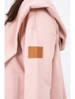 Dlouhý kabát s kapucí tmavě pudrově růžový