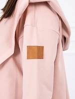 Dlouhý kabát s kapucí tmavě pudrově růžový