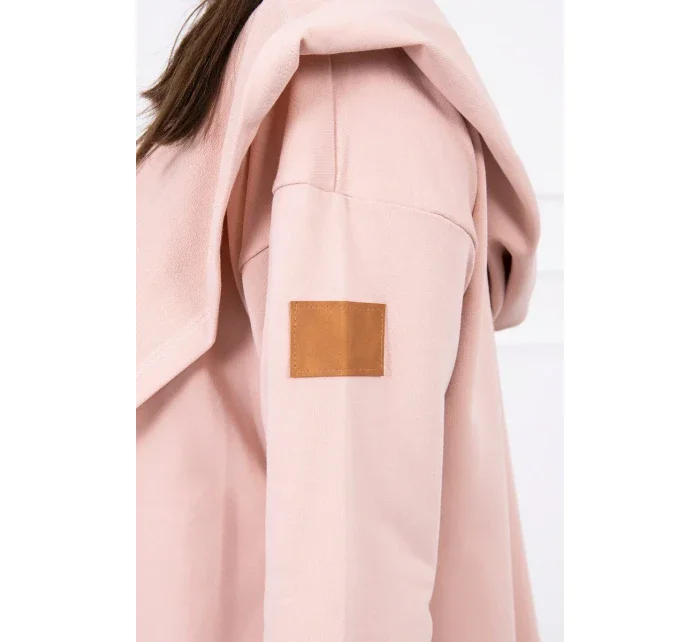 Dlouhý kabát s kapucí tmavě pudrově růžový