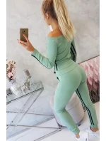 Sada s dvojitými pruhy tmavě mátová