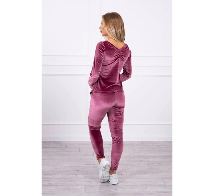 Velurová souprava se model 21753144 na zadní straně tmavě růžová - K-Fashion