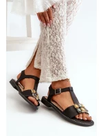 Elegantní Dámské Sandály S Ozdobnými  Černé model 21665206 - S.Barski