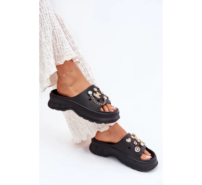 Pěnové Dámské Sandały Se Zlatými Černé model 21700251 - Boto Pěnové Dámské Sandały Se Zlatými Černé model 21700251 - Boto