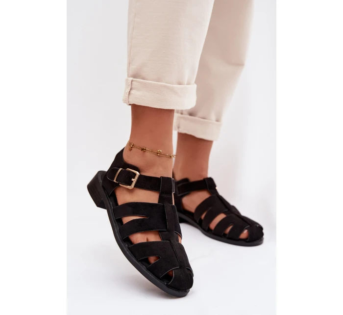 Dámské Sandály Černé se Zlatým Přezkou model 21937621 - Boto
