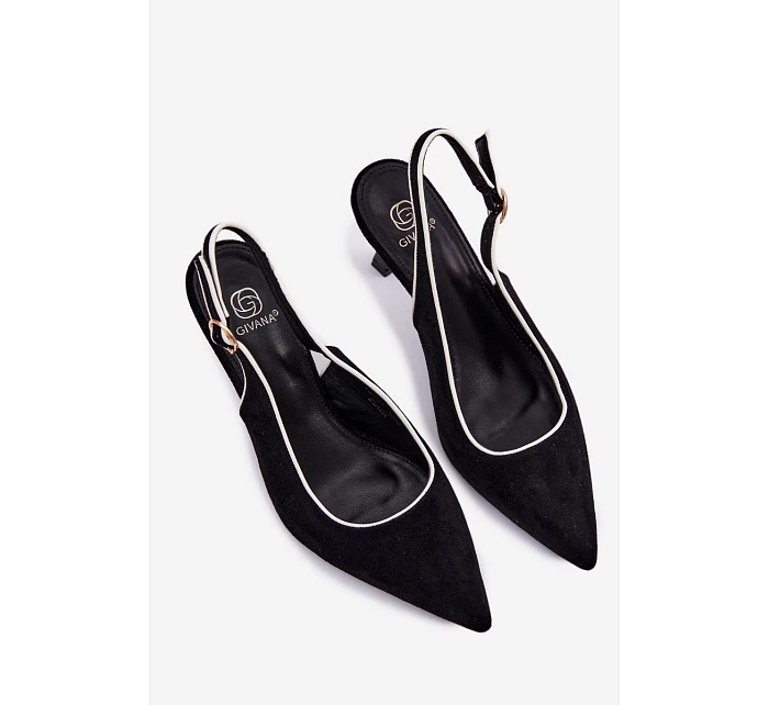 Dámské sandály na podpatku s lemovkou Černé model 22111356 - Boto