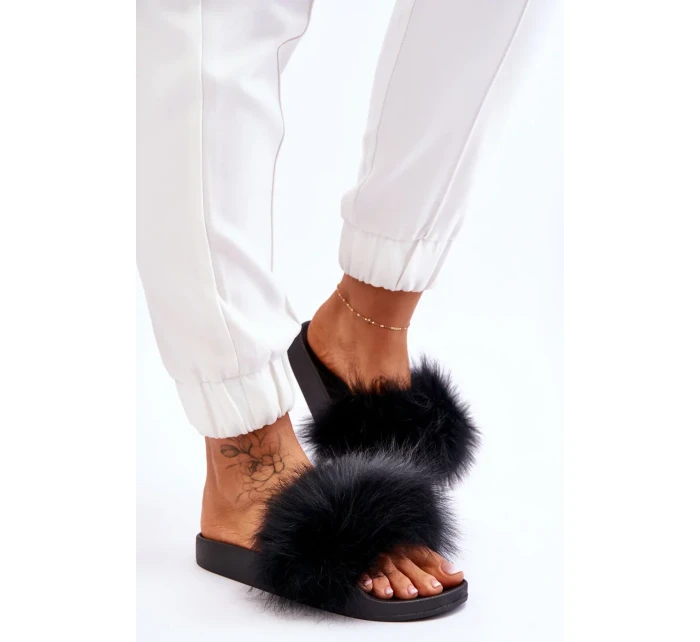 Dámské gumové pantofle s kožešinou černá Lucrece Dámské gumové pantofle s kožešinou černá Lucrece