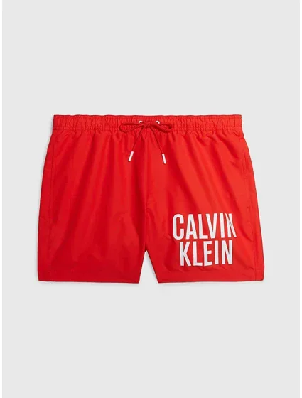 Pánské střední plavecké šortky se stahovací šňůrkou červená model 21308294 - Calvin Klein Pánské střední plavecké šortky se stahovací šňůrkou červená model 21308294 - Calvin Klein