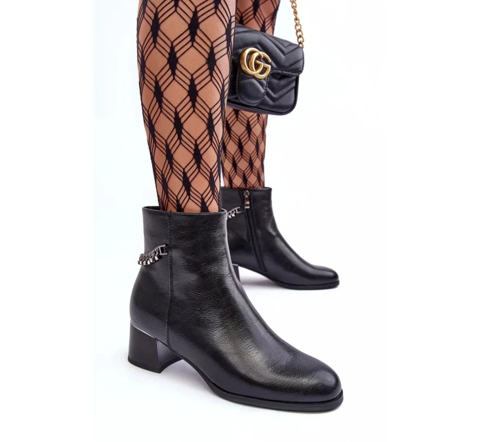 Dámské kotníkové boty s nízkým podpatkem JC101P Černá - Seastar