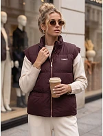 Dámská prošívaná vesta s stojáčkem, vínová, FashionStreet TY5968 Dámská prošívaná vesta s stojáčkem, vínová, FashionStreet TY5968