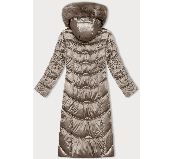 Béžová dlouhá zimní bunda s kapucí model 21246767 - S'WEST Béžová dlouhá zimní bunda s kapucí model 21246767 - S'WEST