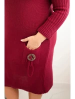 Dámská pletená sukýnka Plus Size s model 21393358 oversize s kapsou bordová - K-Fashion Dámská pletená sukýnka Plus Size s model 21393358 oversize s kapsou bordová - K-Fashion