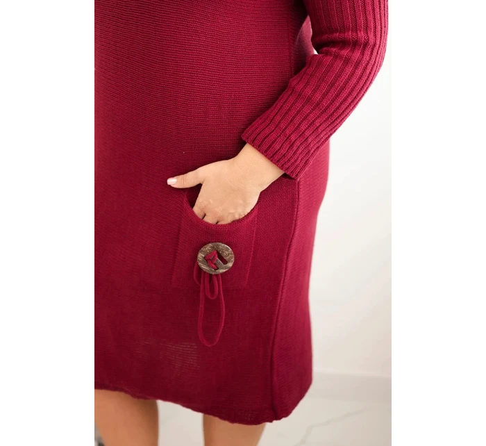 Dámská pletená sukýnka Plus Size s model 21393358 oversize s kapsou bordová - K-Fashion Dámská pletená sukýnka Plus Size s model 21393358 oversize s kapsou bordová - K-Fashion