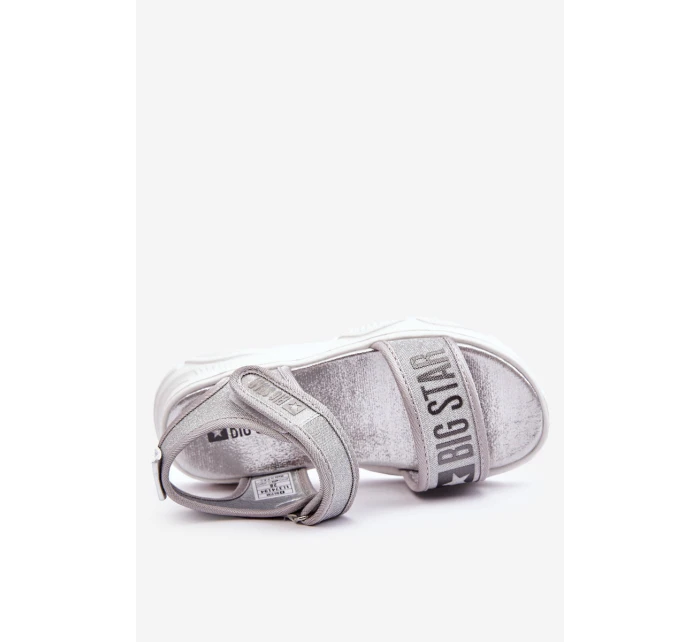 Dětské sandály na suchý zip Big Star model 21610582 stříbrne - Big Star Shoes Dětské sandály na suchý zip Big Star model 21610582 stříbrne - Big Star Shoes