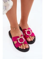 Dámské Pantofle Na Plochém Podpatku S Ozdobou model 21697157 Fuchsie - VINCEZA