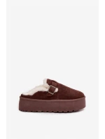 Sněhule S Kožešinou A Přezkou Na Platformě Čokoládové model 21757740 - Boto