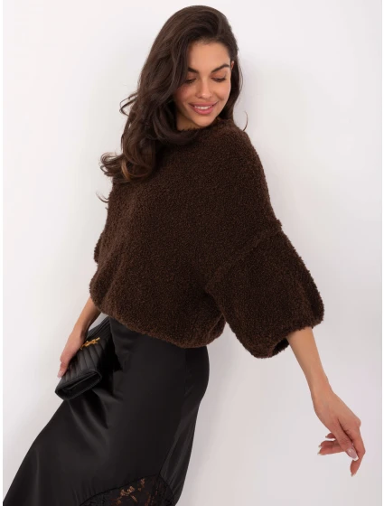 Sweter IT SW model 21734284 ciemny brązowy - FPrice Sweter IT SW model 21734284 ciemny brązowy - FPrice