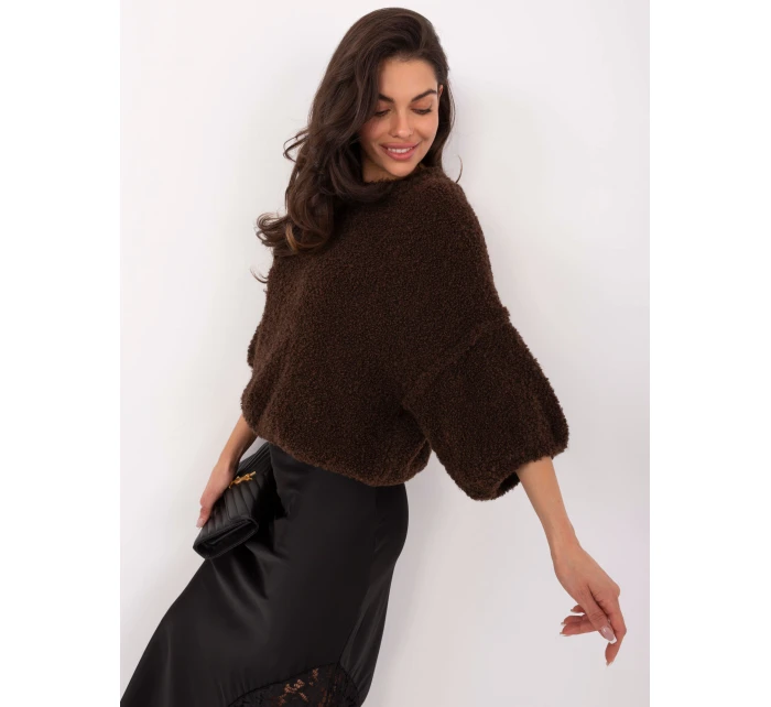 Sweter IT SW model 21734284 ciemny brązowy - FPrice Sweter IT SW model 21734284 ciemny brązowy - FPrice