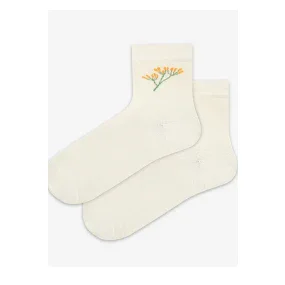 TENKÉ PONOŽKY BARVA 6-11 LET DÍVKY OFF WHITE 30-32