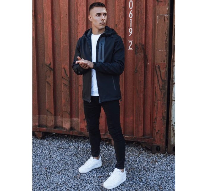 Pánská přechodná softshellová bunda s kapucí tmavě modrá FashionStreet TX4813