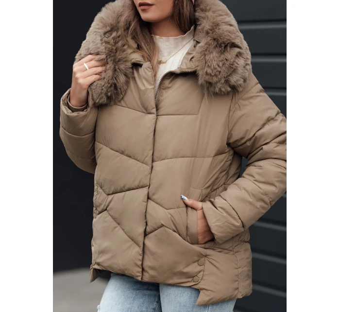 Dámská zimní bunda FIXMIX s prošívanou kapucí béžová FashionStreet TY4673