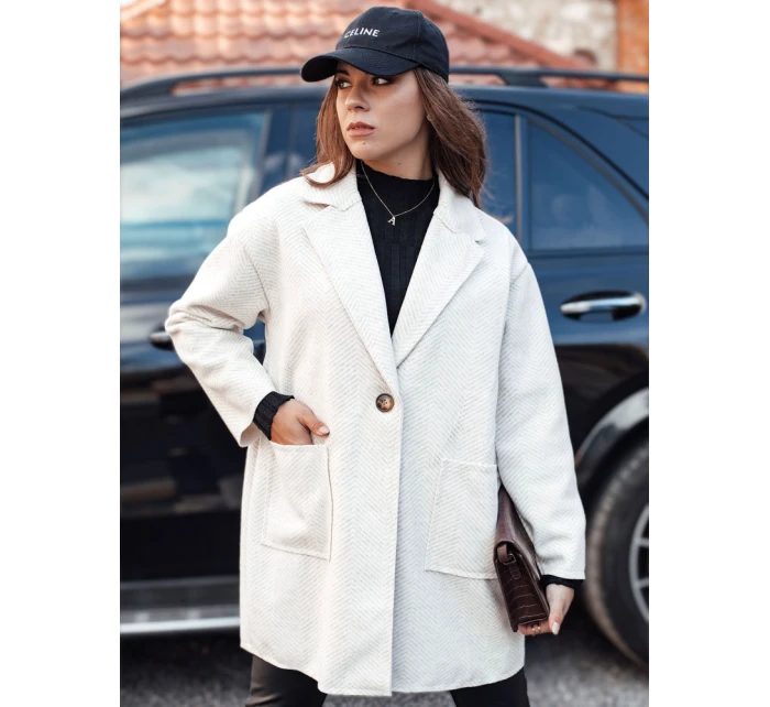 ELEGANTWAY dámský oversize kabát ve tvaru rybí kosti béžový FashionStreet NY0698