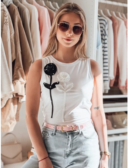 PETITO white FashionStreet RY2730 dámské květované tričko bez ramínek