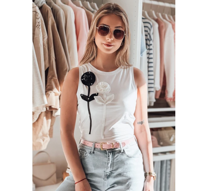 PETITO white FashionStreet RY2730 dámské květované tričko bez ramínek