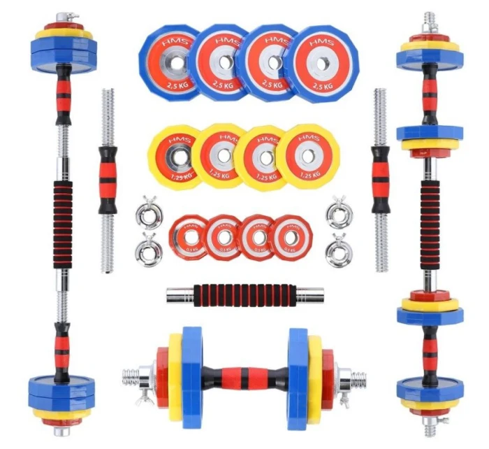 Barevné činky s funkcí činky v kufříku HMS SKC20 2 x 10 kg