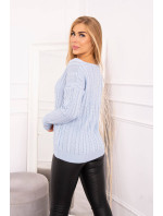 Pletený svetr s výstřihem do V modrý