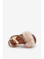 Dětské sandálky na suchý zip s kožíškem Zlaté Rosavere Dětské sandálky na suchý zip s kožíškem Zlaté Rosavere