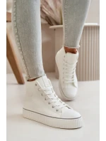 Dámské Zateplené Tenisky Z Eko Kůže Big Star OO274788 Bílé Dámské Zateplené Tenisky Z Eko Kůže Big Star OO274788 Bílé