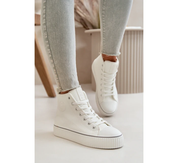 Dámské Zateplené Tenisky Z Eko Kůže Big Star OO274788 Bílé Dámské Zateplené Tenisky Z Eko Kůže Big Star OO274788 Bílé