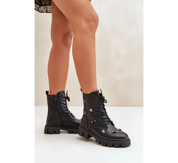 Dámské Boty Pracovní S Ozdobami Eko Kožené Černé model 21670378 - Boto