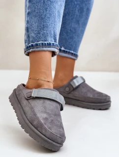 Dámské Teplé Pantofle S Kožešinou Na Platformě Šedé model 21671351 - Boto