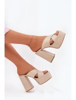 Dámské Klapky Na Platformě A Podpatku Béžové model 21688158 - Boto Dámské Klapky Na Platformě A Podpatku Béžové model 21688158 - Boto