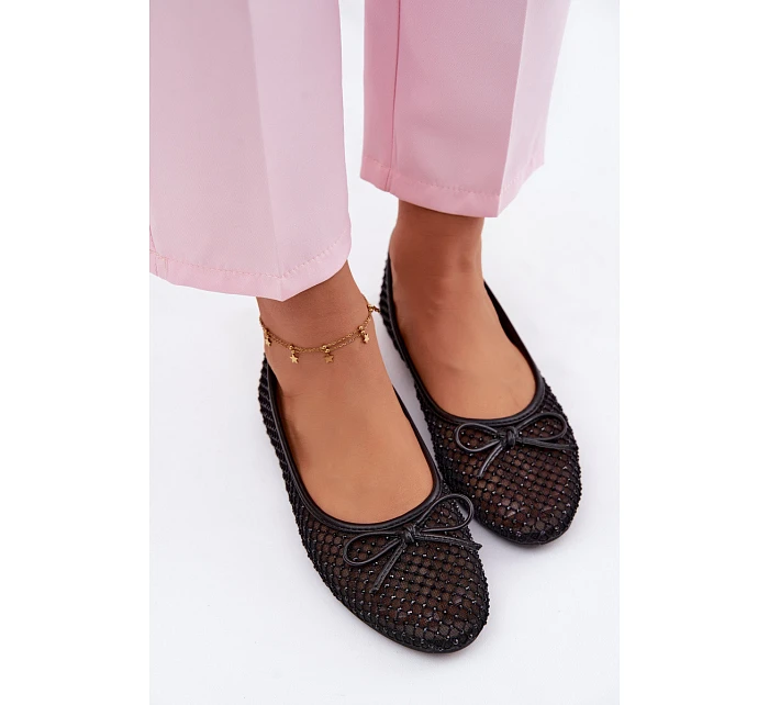 Síťované baleríny s ozdobou Vinceza 62270 Černé