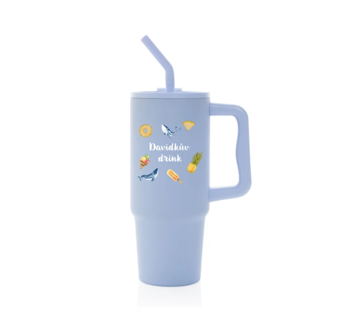 Personalizovaná termoska s barevným víčkem s letním mixem 