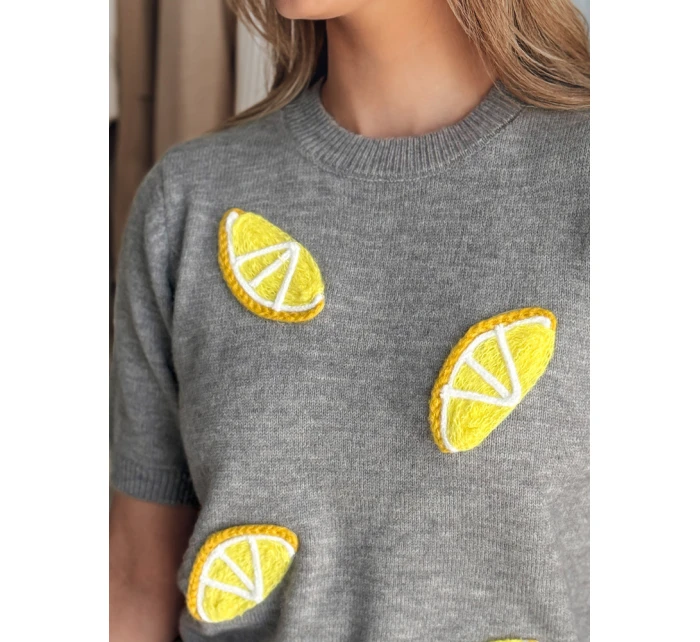 Dámský oversize svetr s citrony Lemon grey FashionStreet MY2478