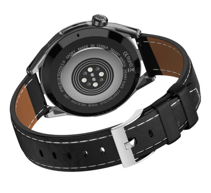 Rubicon RNCE88-1 Smartwatch Black- Černý silikonový řemínek + černý kožený řemínek