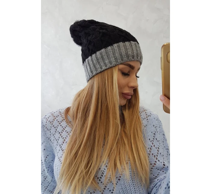 Fleecová čepice Bibiana K264 tmavě šedá+černá Fleecová čepice Bibiana K264 tmavě šedá+černá