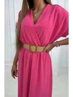 Dlouhé šaty s ozdobným páskem růžové Dlouhé šaty s ozdobným páskem růžové