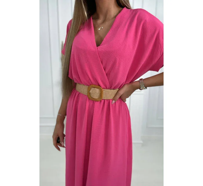 Dlouhé šaty s ozdobným páskem růžové Dlouhé šaty s ozdobným páskem růžové
