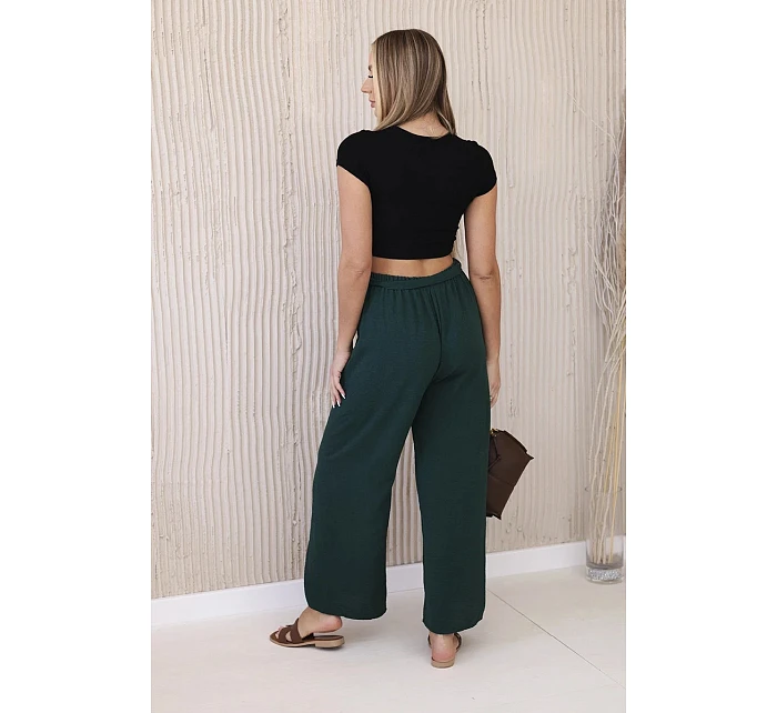 Kalhoty s širokým pasem tmavě zelená Kalhoty s širokým pasem tmavě zelená